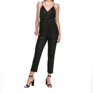 Express Women’s Black Sequin Surplice Jumpsuit
